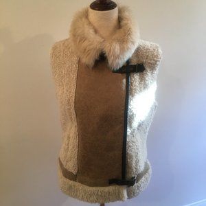 Mint Velvet (UK) Faux Fur, Wool, Leather Gilet
